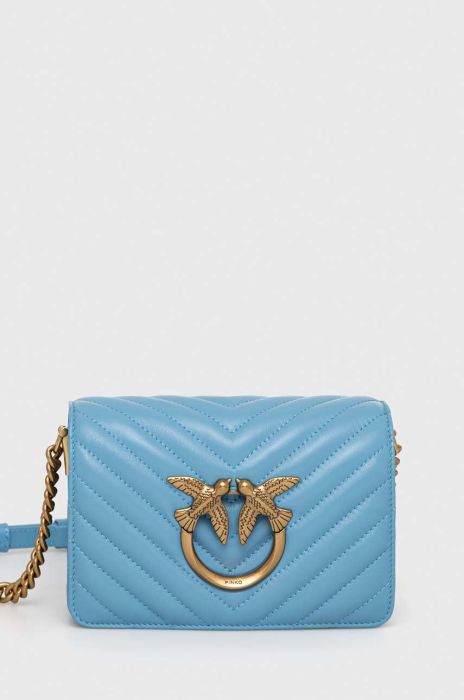 Шкіряна сумочка Pinko колір блакитний (2932174)