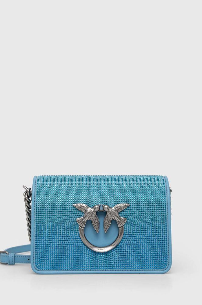 Шкіряна сумочка Pinko колір блакитний (2932192)