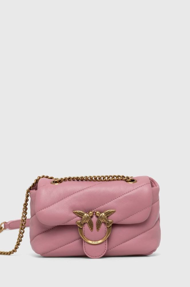 Шкіряна сумочка Pinko колір рожевий (3440037)