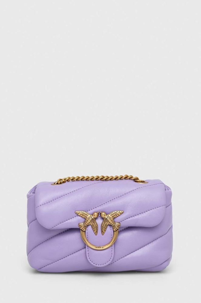 Шкіряна сумочка Pinko колір фіолетовий (3440038)