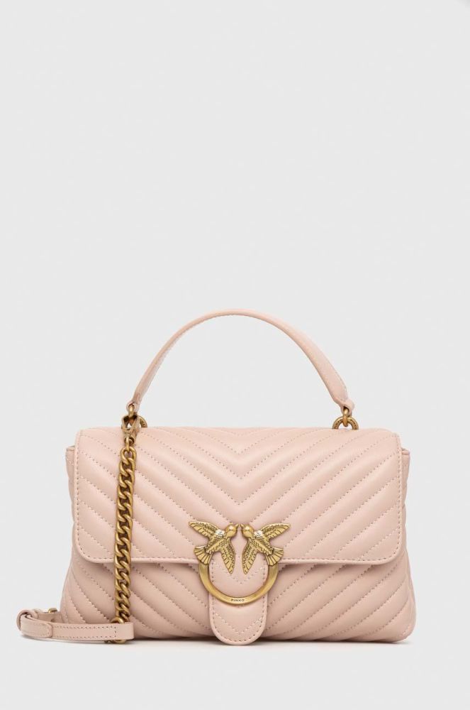 Шкіряна сумочка Pinko колір рожевий (2924168)