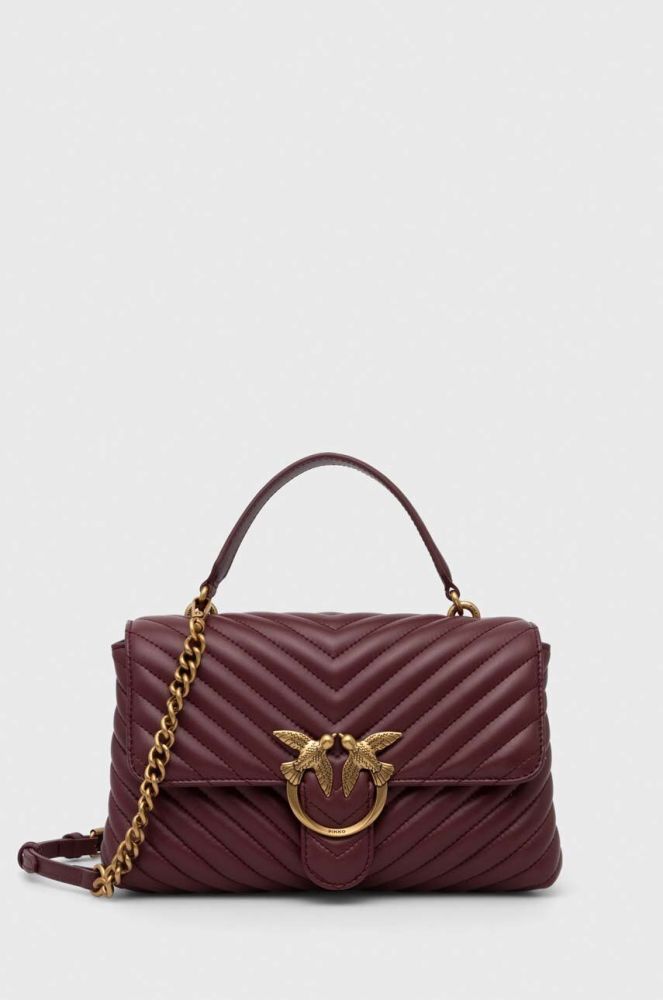 Шкіряна сумочка Pinko колір бордо (3440042)