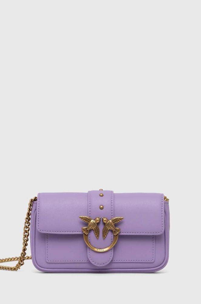 Шкіряна сумочка Pinko колір фіолетовий (3435954)