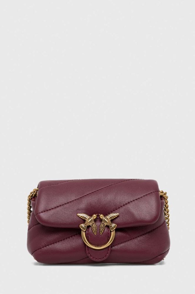 Шкіряна сумочка Pinko колір бордо (3440046)