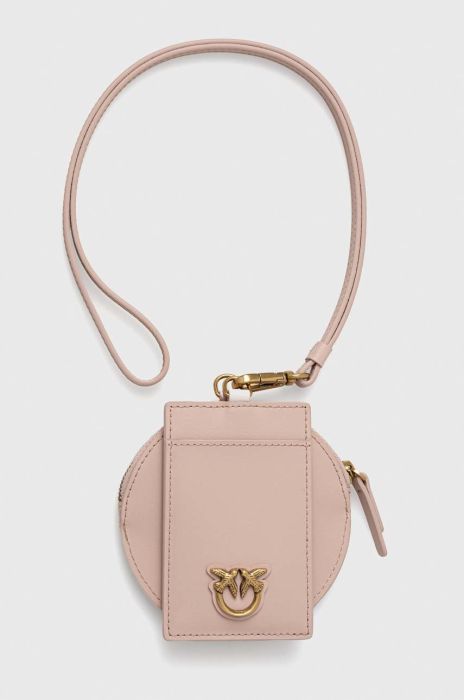 Шкіряний чохол на банківські карти Pinko колір рожевий
