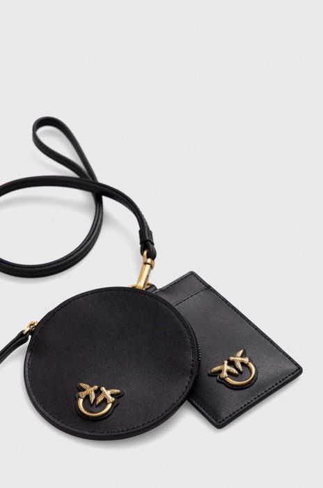 Шкіряний чохол на банківські карти Pinko колір чорний (2917725)