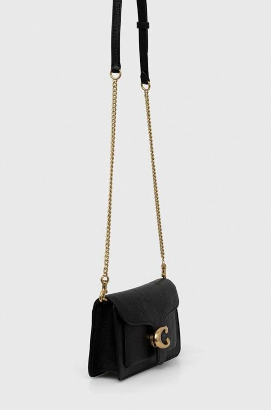 Шкіряна сумочка Coach Tabby Chain Clutch колір чорний фото 2