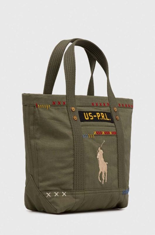 Бавовняна сумка Polo Ralph Lauren колір зелений фото 2