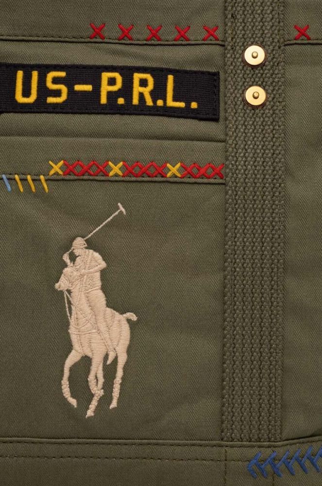 Бавовняна сумка Polo Ralph Lauren колір зелений фото 4