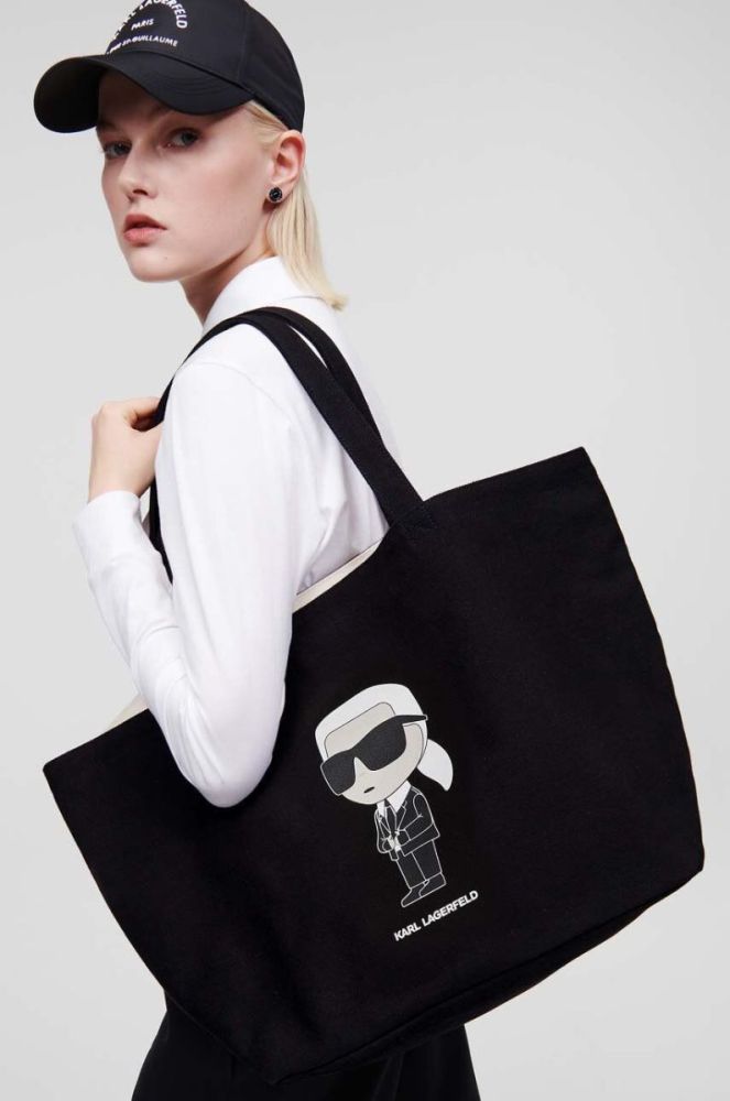 Бавовняна сумка Karl Lagerfeld колір чорний фото 8