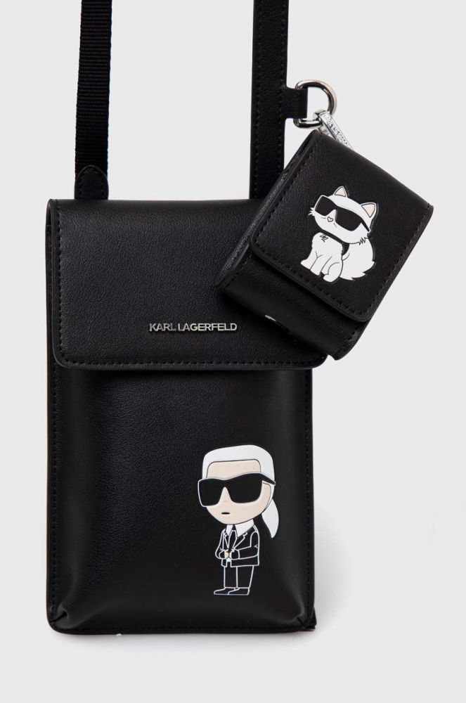 Шкіряний чохол на телефон Karl Lagerfeld колір чорний (2897028)