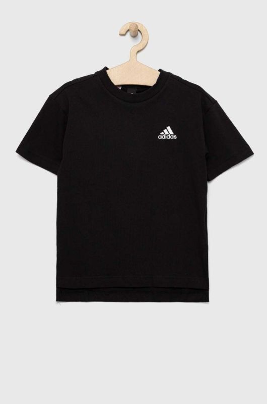 Дитяча бавовняна футболка adidas колір чорний з принтом (3145392) фото 2