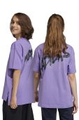 Дитяча бавовняна футболка adidas колір фіолетовий з принтом