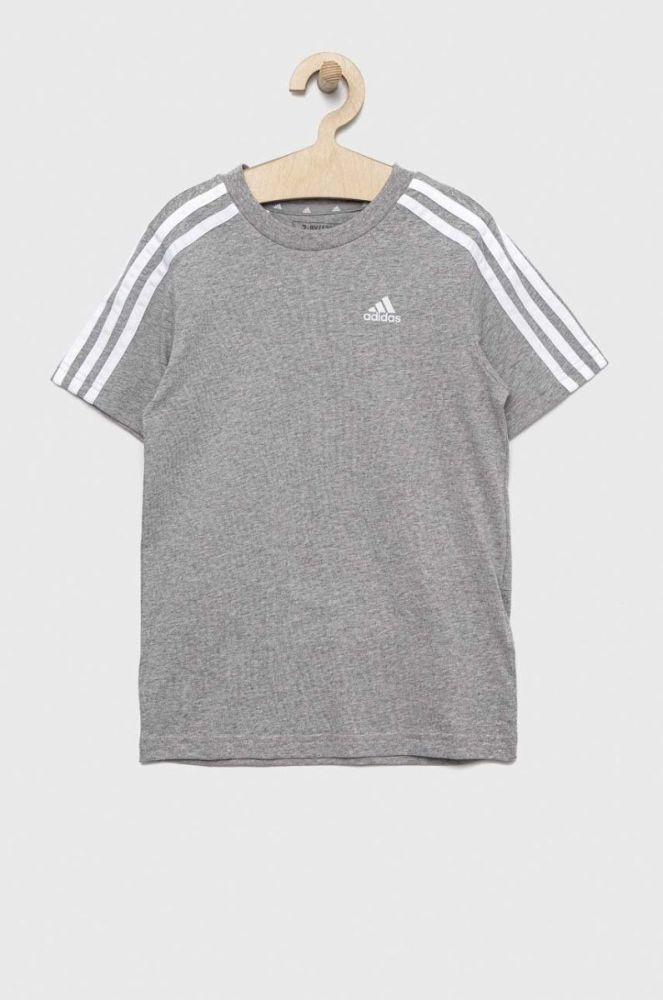 Дитяча футболка adidas U 3S колір сірий однотонна фото 2