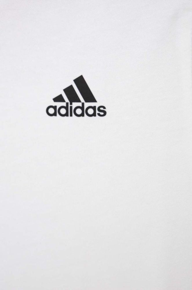 Дитяча бавовняна футболка adidas U 3S колір білий з аплікацією фото 4