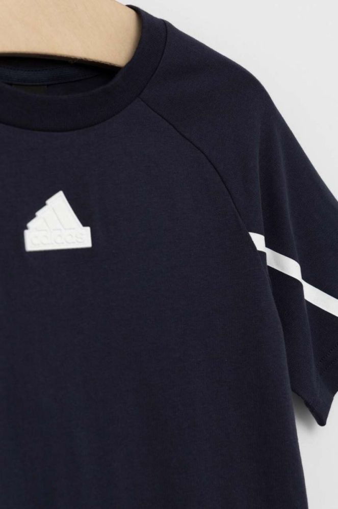 Дитяча бавовняна футболка adidas B D4GMDY колір синій однотонна фото 3