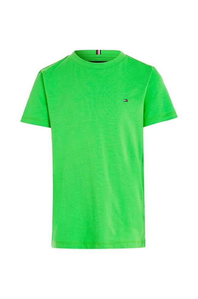 Дитяча бавовняна футболка Tommy Hilfiger колір зелений однотонний (3049044)