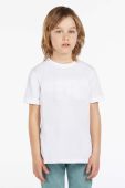 Дитяча бавовняна футболка Guess колір білий з аплікацією (2898231)