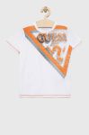 Дитяча бавовняна футболка Guess колір білий з принтом (2937603)