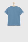 Дитяча бавовняна футболка Guess з принтом колір блакитний (2937608)