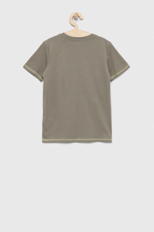Дитяча бавовняна футболка Guess колір зелений з принтом (2937614) фото 2