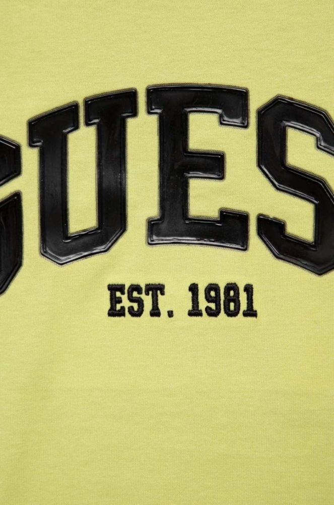 Дитяча бавовняна футболка Guess колір зелений візерунок (2883361) фото 3