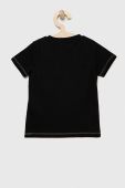 Дитяча бавовняна футболка Guess колір чорний візерунок (2883375)