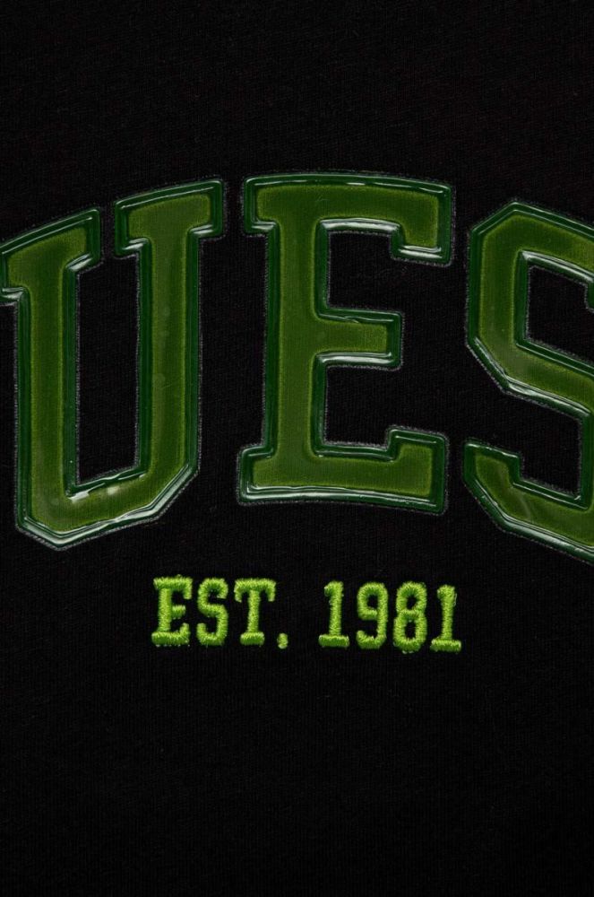 Дитяча бавовняна футболка Guess колір чорний візерунок (2883375) фото 3