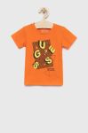 Дитяча бавовняна футболка Guess колір помаранчевий візерунок (2948746)
