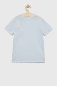 Двостороння бавовняна футболка Guess однотонний колір блакитний