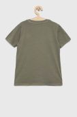 Двостороння бавовняна футболка Guess колір зелений однотонний (2887635)