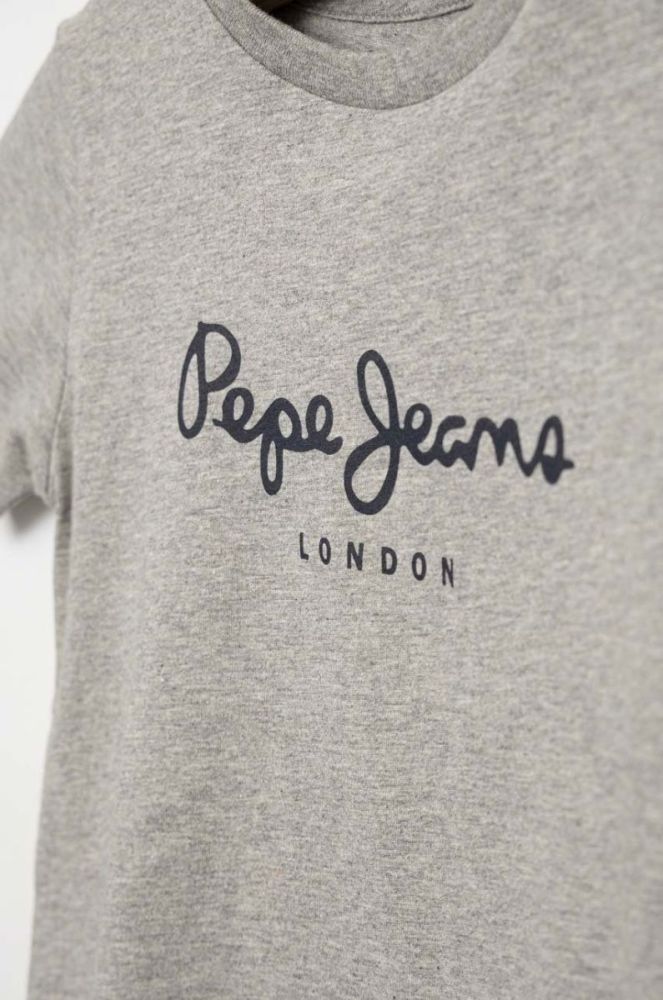 Дитяча бавовняна футболка Pepe Jeans колір сірий з принтом (2936355) фото 3