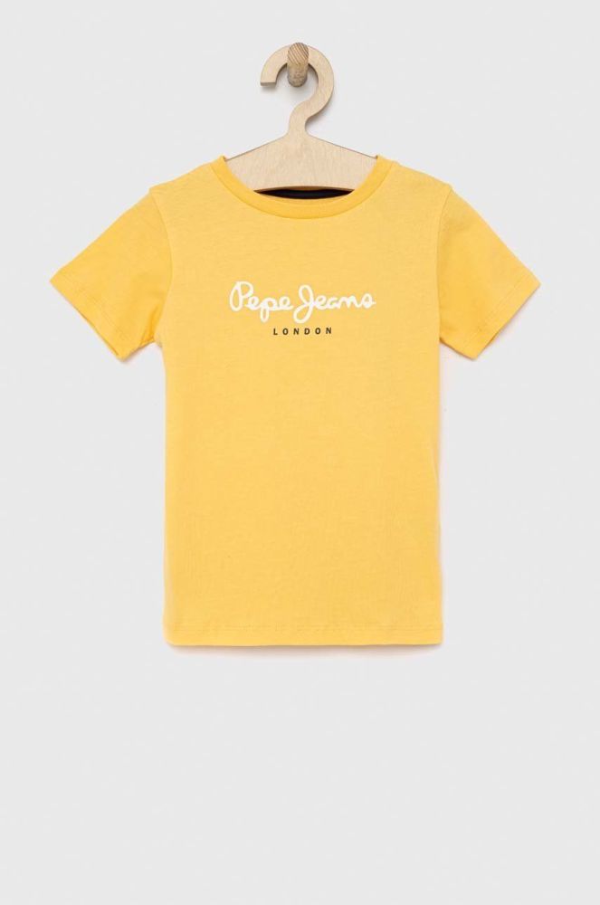 Дитяча бавовняна футболка Pepe Jeans PJL BJ колір жовтий з принтом