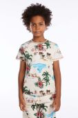 Дитяча бавовняна футболка Guess колір бежевий візерунок (3129424)
