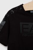 Дитяча бавовняна футболка EA7 Emporio Armani колір чорний візерунок