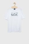 Дитяча бавовняна футболка EA7 Emporio Armani колір білий з принтом (2906493)