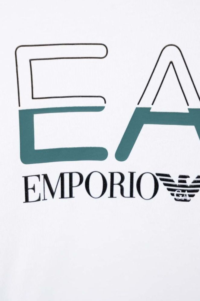 Дитяча бавовняна футболка EA7 Emporio Armani колір білий з принтом (2906493) фото 3
