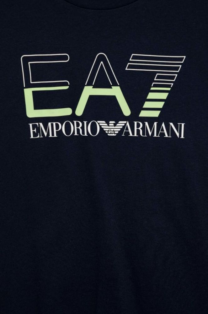 Дитяча бавовняна футболка EA7 Emporio Armani колір синій з принтом (2906480) фото 3