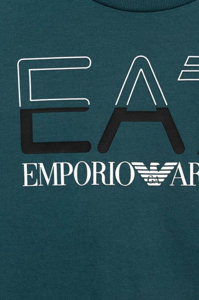 Дитяча бавовняна футболка EA7 Emporio Armani колір зелений з принтом (2906486) фото 3