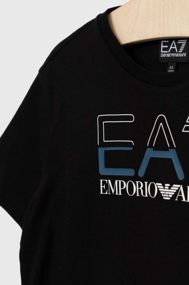 Дитяча бавовняна футболка EA7 Emporio Armani колір чорний з принтом (2906503) фото 3