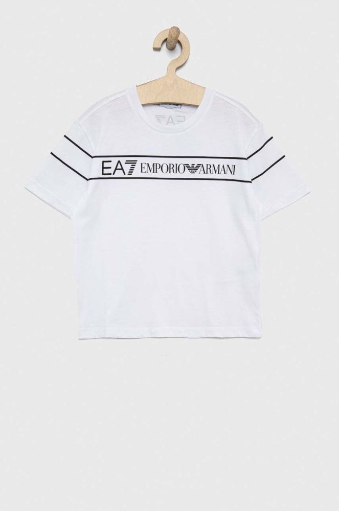 Дитяча бавовняна футболка EA7 Emporio Armani колір білий з принтом (2917766)