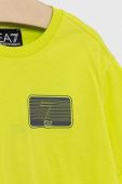 Дитяча бавовняна футболка EA7 Emporio Armani колір зелений з принтом (3071919)