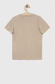 Дитяча бавовняна футболка Guess колір бежевий з принтом (3046473)