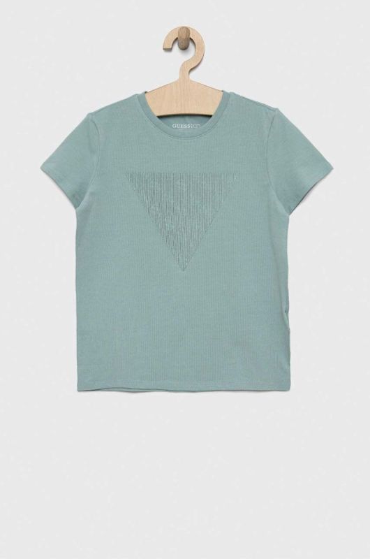 Дитяча футболка Guess колір бірюзовий з принтом фото 2