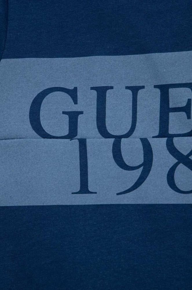 Дитяча бавовняна футболка Guess з принтом колір блакитний (3009506) фото 3
