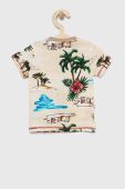 Дитяча бавовняна футболка Guess колір бежевий візерунок (3133449)