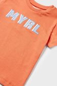 Дитяча бавовняна футболка Mayoral колір помаранчевий з принтом (2936394)
