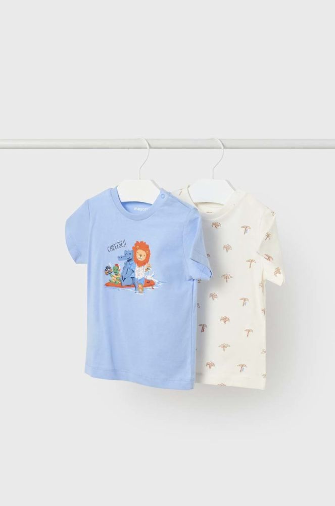 Бавовняна футболка для немовлят Mayoral візерунок колір блакитний