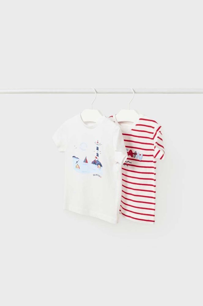 Бавовняна футболка для немовлят Mayoral колір білий візерунок