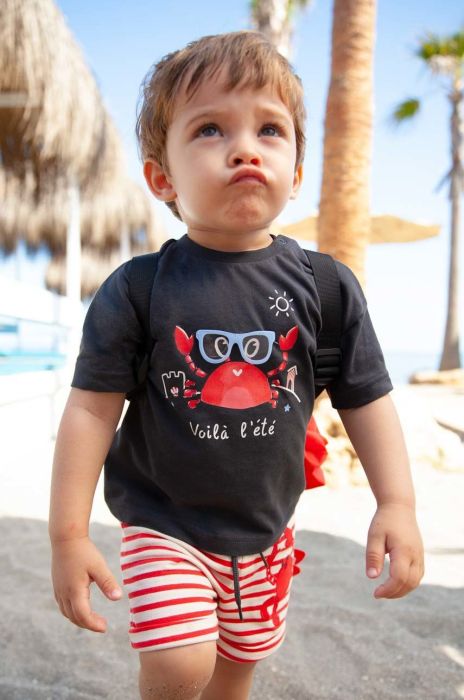 Бавовняна футболка для немовлят Mayoral колір синій з принтом (2936552)